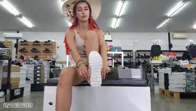 No panties upskirt in a shoe store - xxxfiles.com